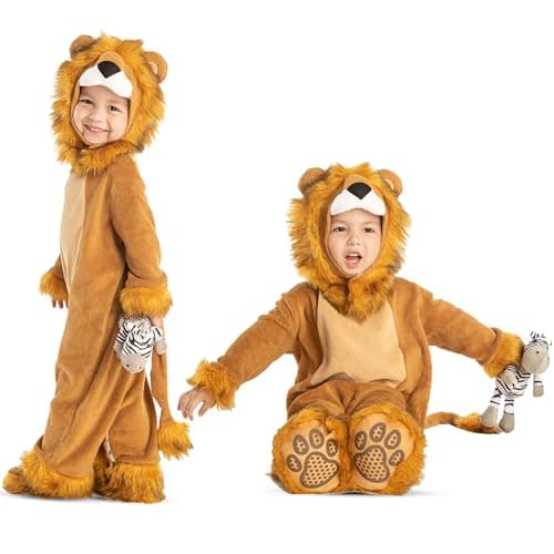 Spooktacular Creations Halloween Baby Lion Costume with Toy Zebra for Infants Child Toddler Halloween Dress Up Safari Themed Party 3T 34 yrs