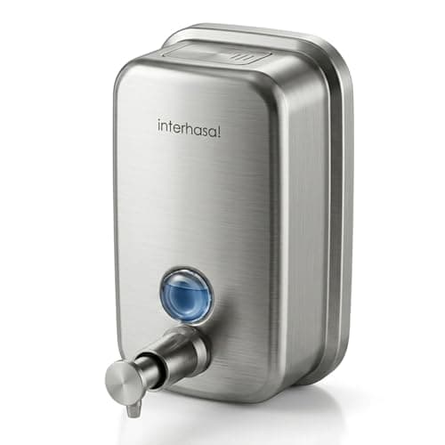 Commercial Stainless Steel Wall Mounted Soap Dispenser, Manual Hand Sanitizer Dispenser for Liquid & Gel Soap, Leak‑Proof Design for Public Restrooms, Hotels, Janitorial Supplies 800ml (27oz)