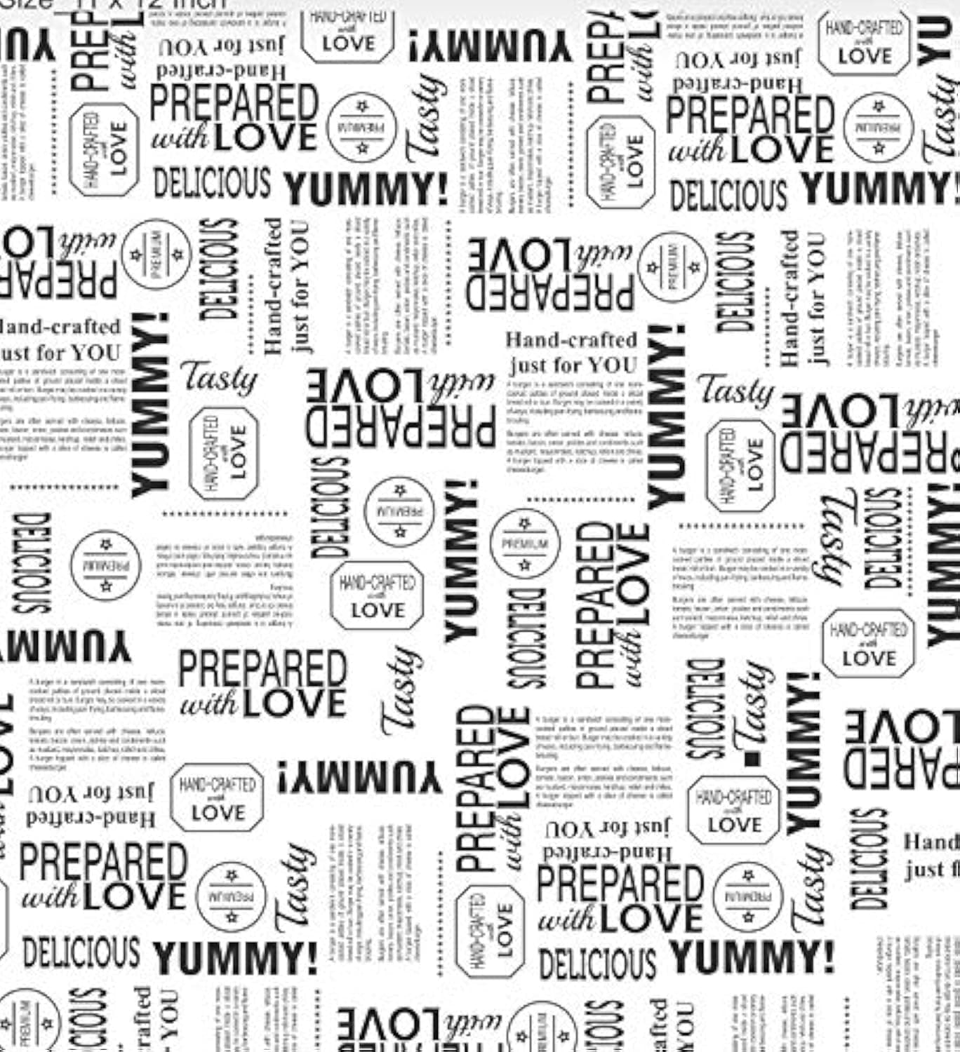 Inditradition Food-Grade Food Wrapping Paper, Leak-Proof (Pack of 250 Sheets, 11 x 12, Black & White Newspaper Print)