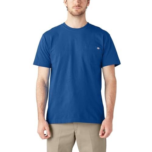 Dickies Mens Heavyweight Crew Neck Short Sleeve Tee Henley Shirt, Royal Blue, Large US