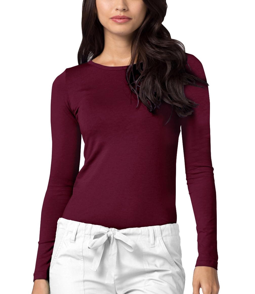 Adar Uniforms, Underscrubs for Women - Long Sleeve Underscrub Comfort Tee - 2900 - Burgundy - S