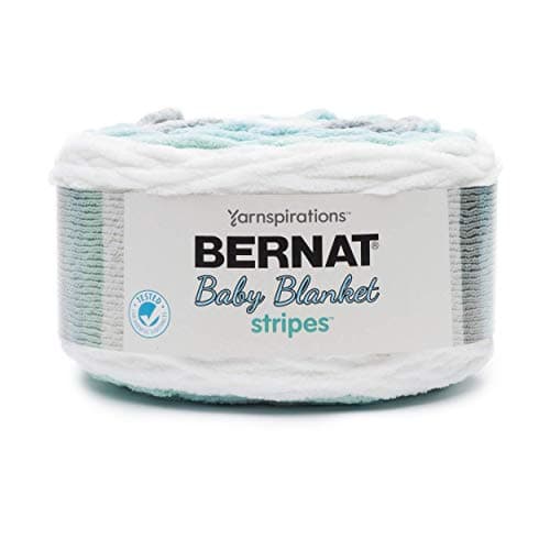 Bernat Baby Blanket Stripes, 10.5 oz, 100% Polyester, Seaglass