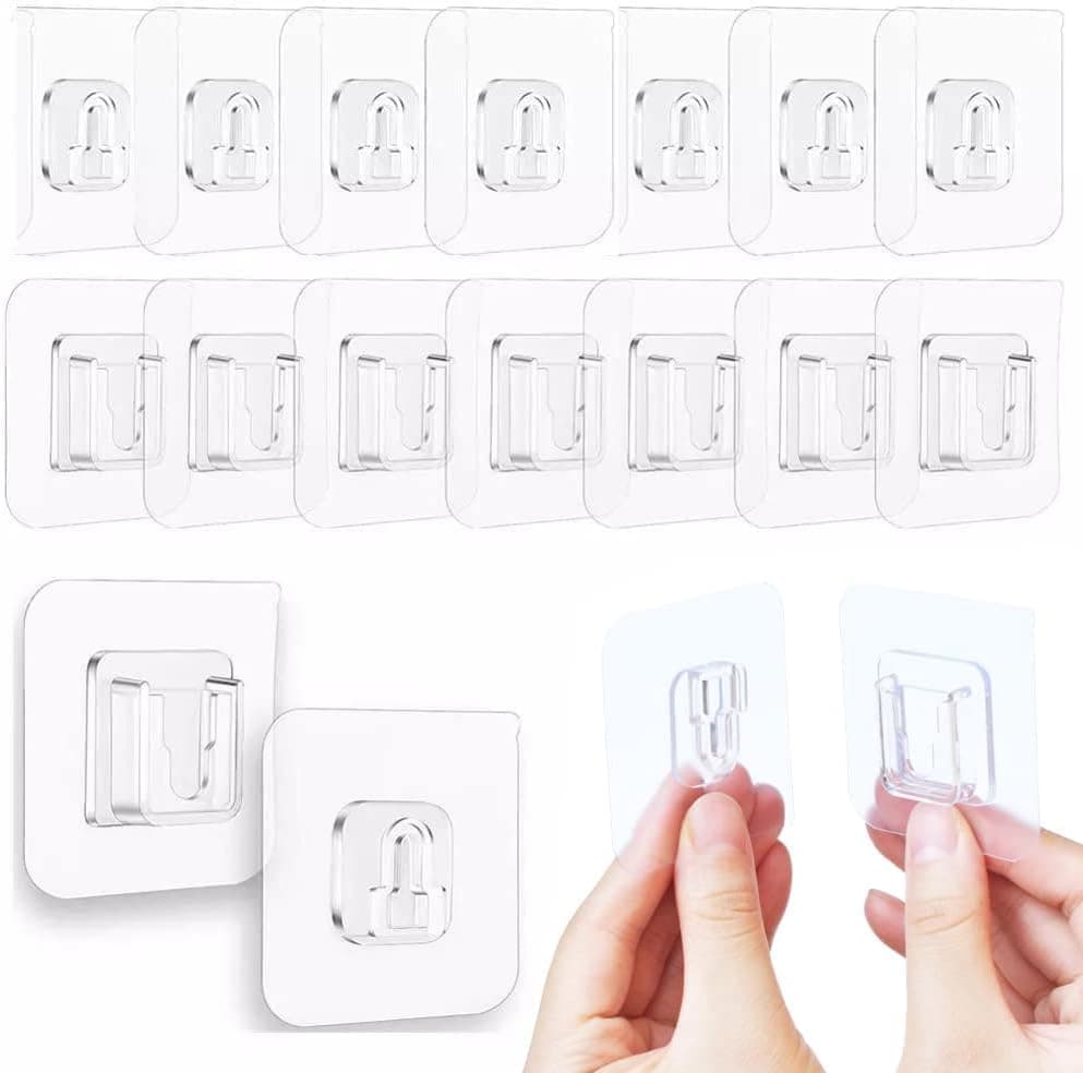 Boniry Hooks for Wall Without Drilling, Self Adhesive Wall Hooks for Hanging Strong, Durable & Easy-to-Install Wall Hooks for Home & Office - No Tools Required, (10, Double Side)