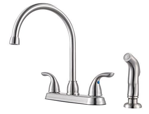 Pfister Pfirst Series Kitchen Sink Faucet with Side Sprayer, 2-Handle, High Arc, Stainless Steel Finish, G136500S