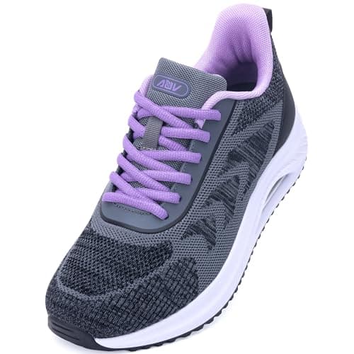 Wide Walking Shoes Women Arch Support Plantar Fasciitis Tennis Sneakers Orthotic Tennis Shoes for Workout Gym Purple Size 7.5