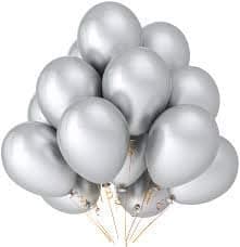 Vail Creations Made in India 12 inch HD Metallic Finish Balloons for Birthday/Anniversary Party Decoration (Silver, 100 Pieces)