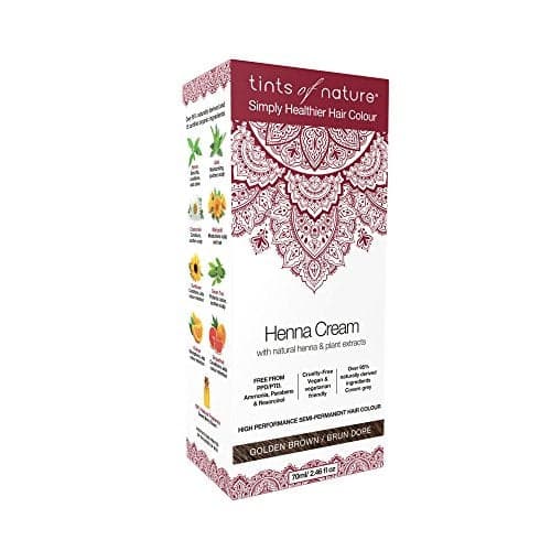Tints of Nature Golden Brown Semi-Permanent Henna Cream Hair Colour, Ammonia-Free and 95% Natural, 2.37 fl oz
