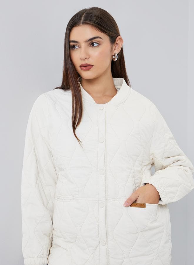 Styli White Relaxed Fit Padded Jacket