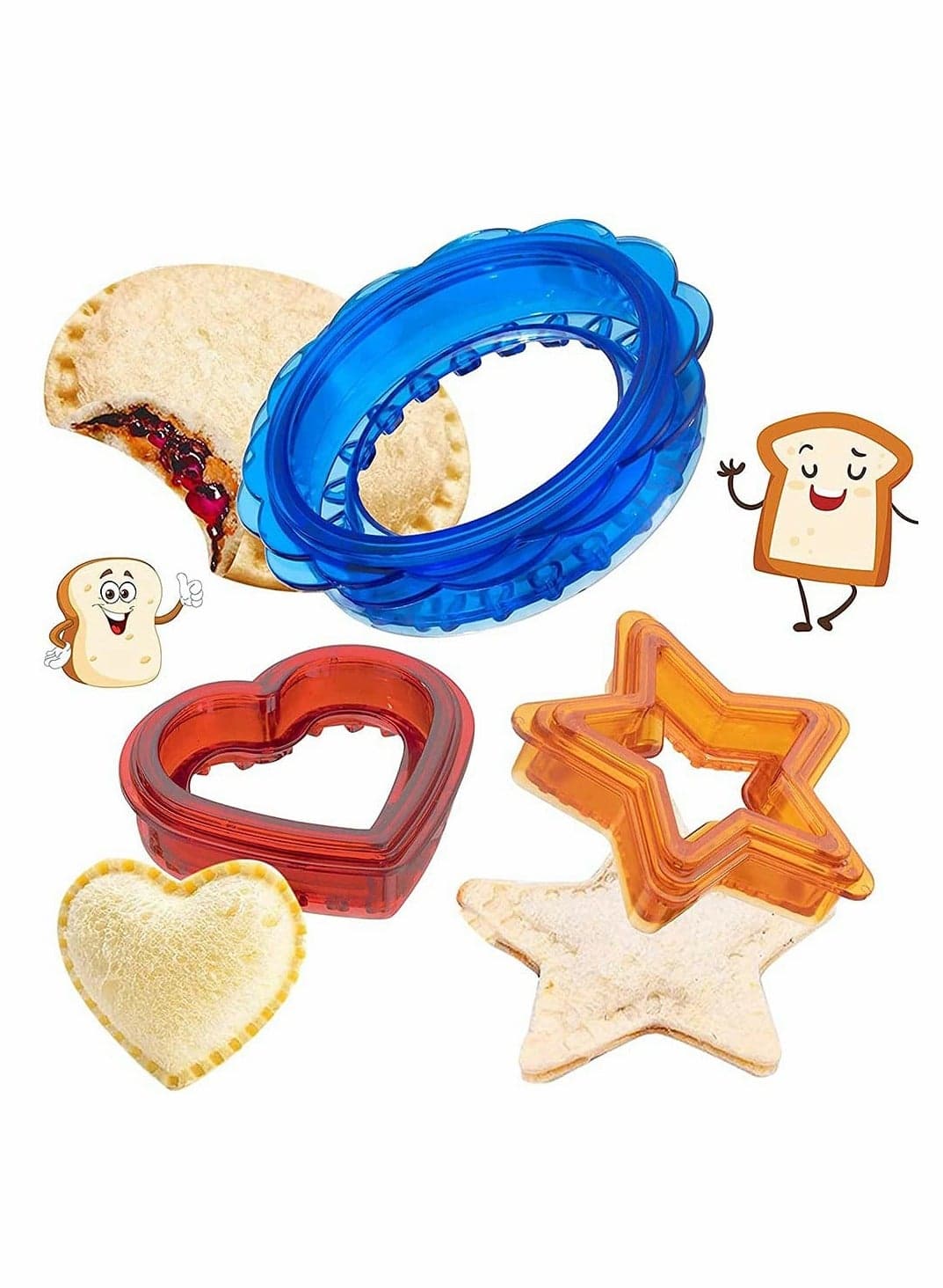 Sandwich Cutter And Sealing Machine, 3 Sets Of Children'S Bento Sandwich Cutter Bento Box Non-Crusting Sandwich Maker, Star-Shaped Sandwich Scourer Mold For Boys And Girls