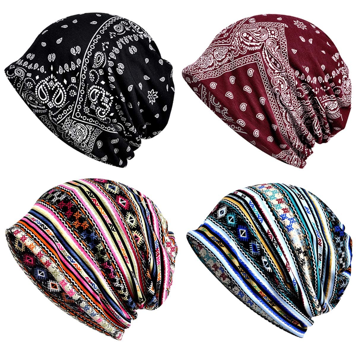 ELLEWIN Slouchy Beanie Hip-Hop Soft Lightweight Running Boho Thin Beanie Adult Skull Hats Cap for Men Women