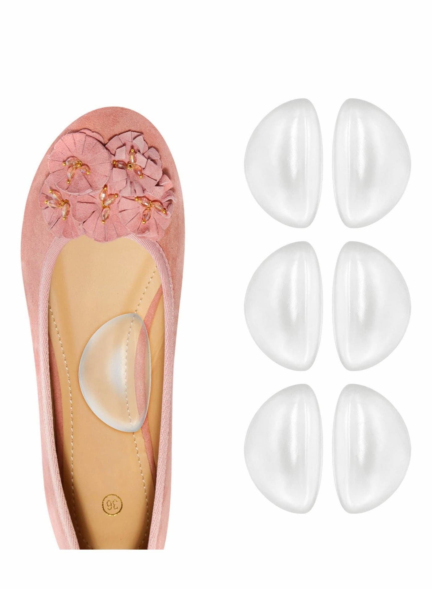Arch Support, Soft Gel Insole Pads, Transparent Adhesive Pad 6 Pairs for Flat Women & Men, Foot Insert Shoes, Sandals, Flip Flops Plantar Fasciitis