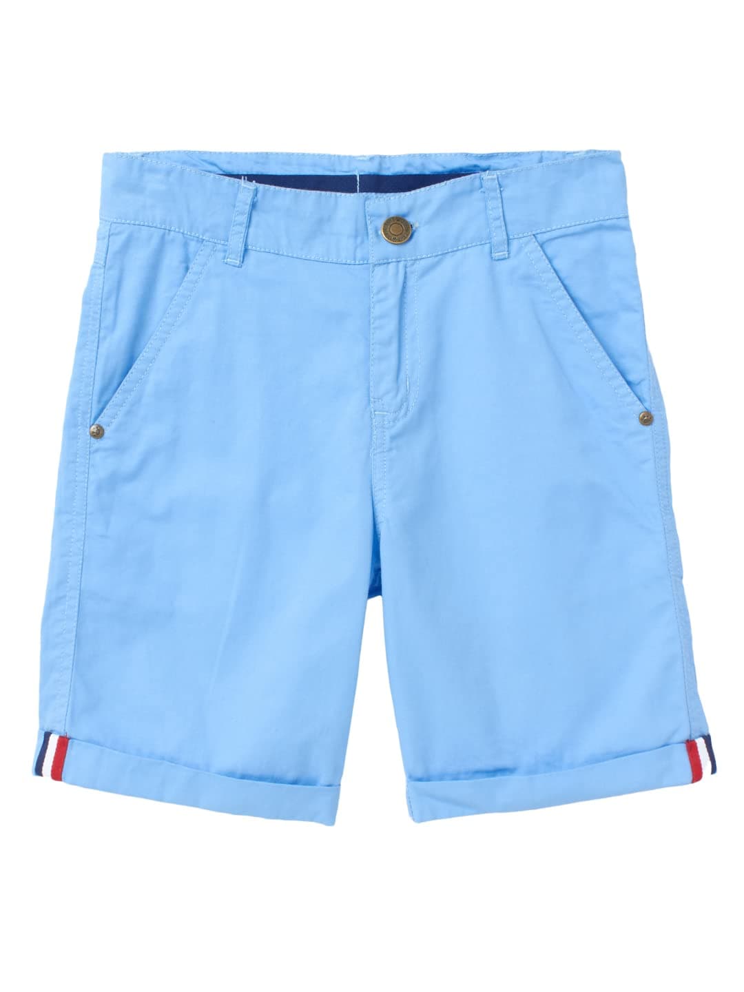 CuB McPAWS be curious Boys Shorts, Cotton Twill, Regular Fit Smart Casual Chinos with Adjustable Waistband, 4–12 Years, Sky-Blue