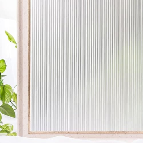 HOME13™ Frosted Glass Window Film Self Adheisve Decoartive Window Privacy Film Heat Control Removable Vinyl Window Sticker for Home Office (24"x52" Inch, Fluted Frosted)