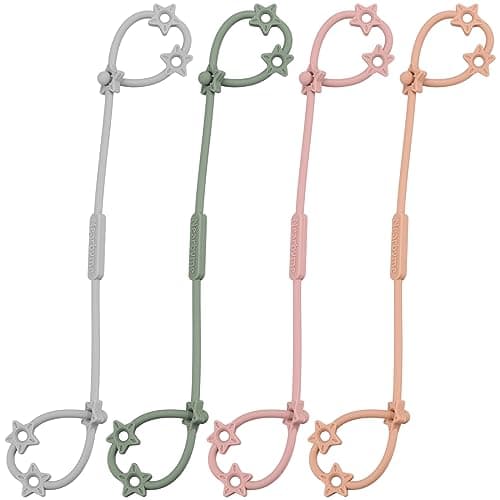 Toy Straps for Baby 4 Pack Adjustable Stretchable Sippy Cup Straps Sippy Bottles or Pacifier to Stroller Highchair Car Seat Hanging Basket 4PackGraySageBlushMuted