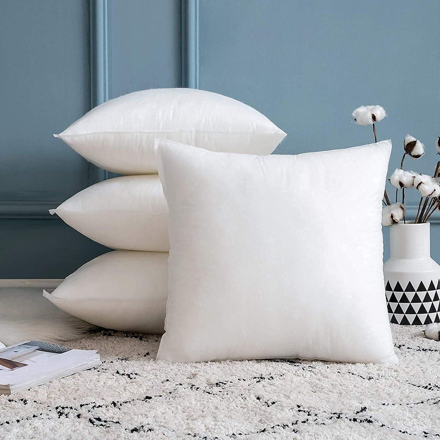 SWAURSAHA Microfiber Cushion for Sofa 12X12 Inch White Pack of 4
