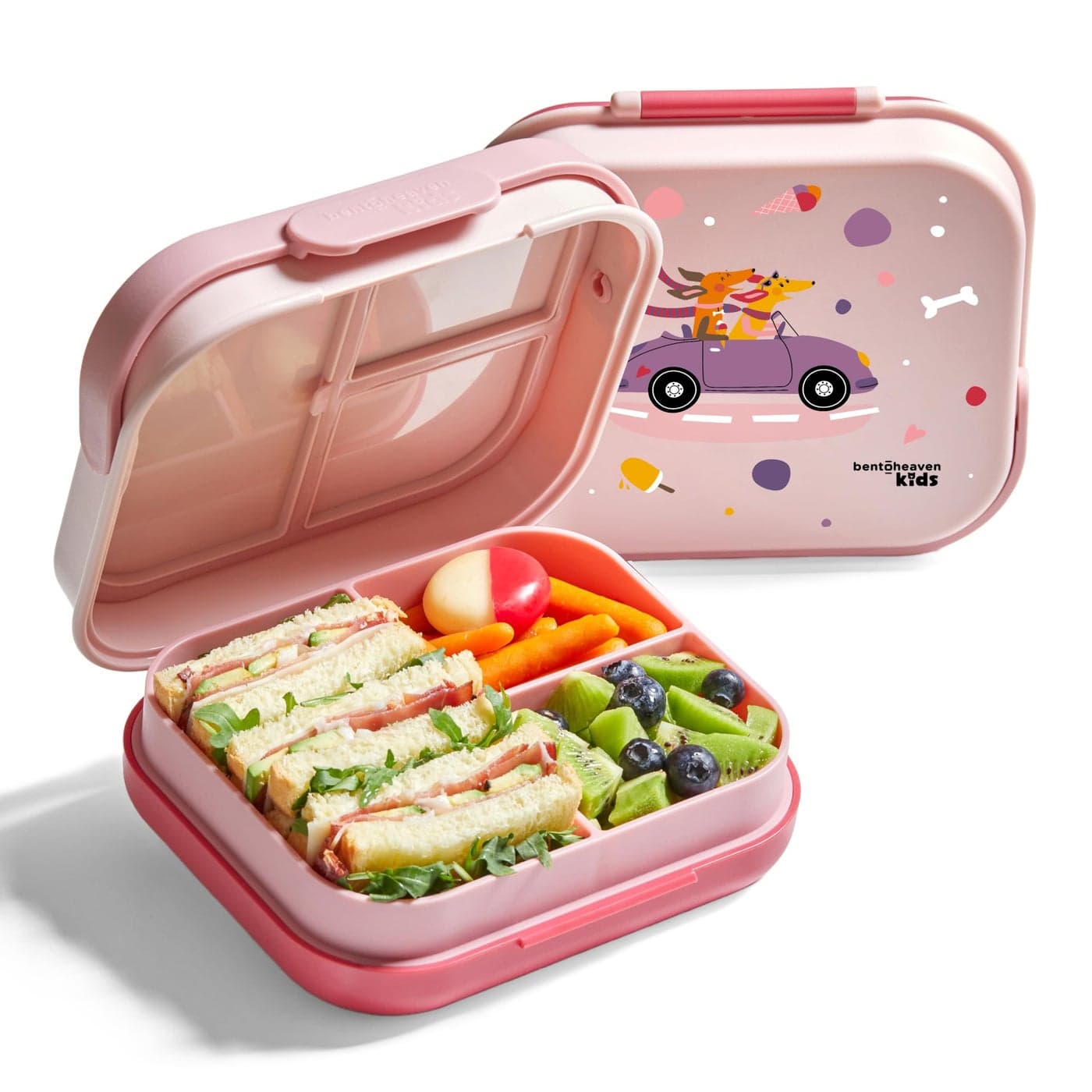 Bentoheaven Premium Bento Lunch Box for Kids 9 Designs Leakproof 34 Compartments Divider Ideal size 30oz MicrowaveDishwasher Safe Kids Bento Box Loncheras Para NiosNiasIce Blue