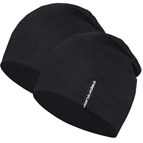 EMPIRELION 9" Multifunctional Lightweight Beanies Hats Snug Fitting for Men Women Running Skull Cap Helmet Liner Sleep Caps (Black + Black, 2)