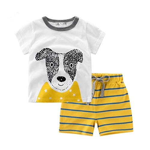 Toddler Boys Pajamas Kids Short Sleeve Pjs Sets for Boy Summer Jammies Clothes 100% Cotton 2 Pieces Dog Sleepwear Size 3T