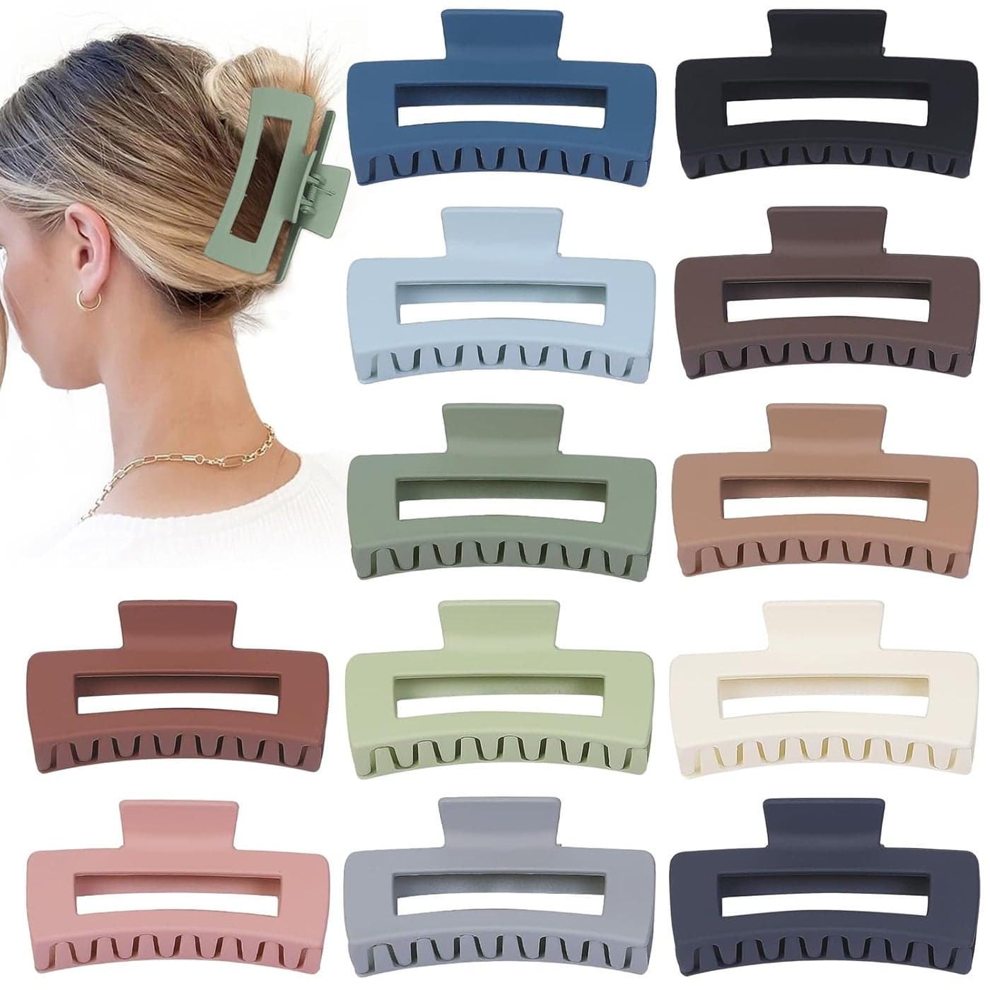 Hair Clip Claw 41 Inch Extra Large for Thick Long Curly Hair 12 Pcs 12 Rubber Paint and Plastic Materials NonSlip Design Women and Girls Hair Accessories Multicolor