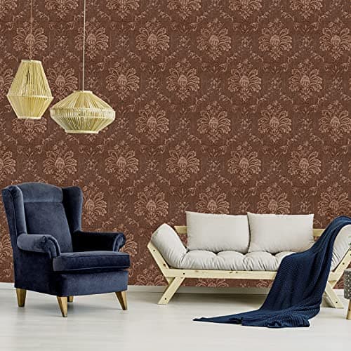Wolpin Wall Stickers Living Room Wallpaper Damask (45 x 600 cm) Self Adhesive Waterproof