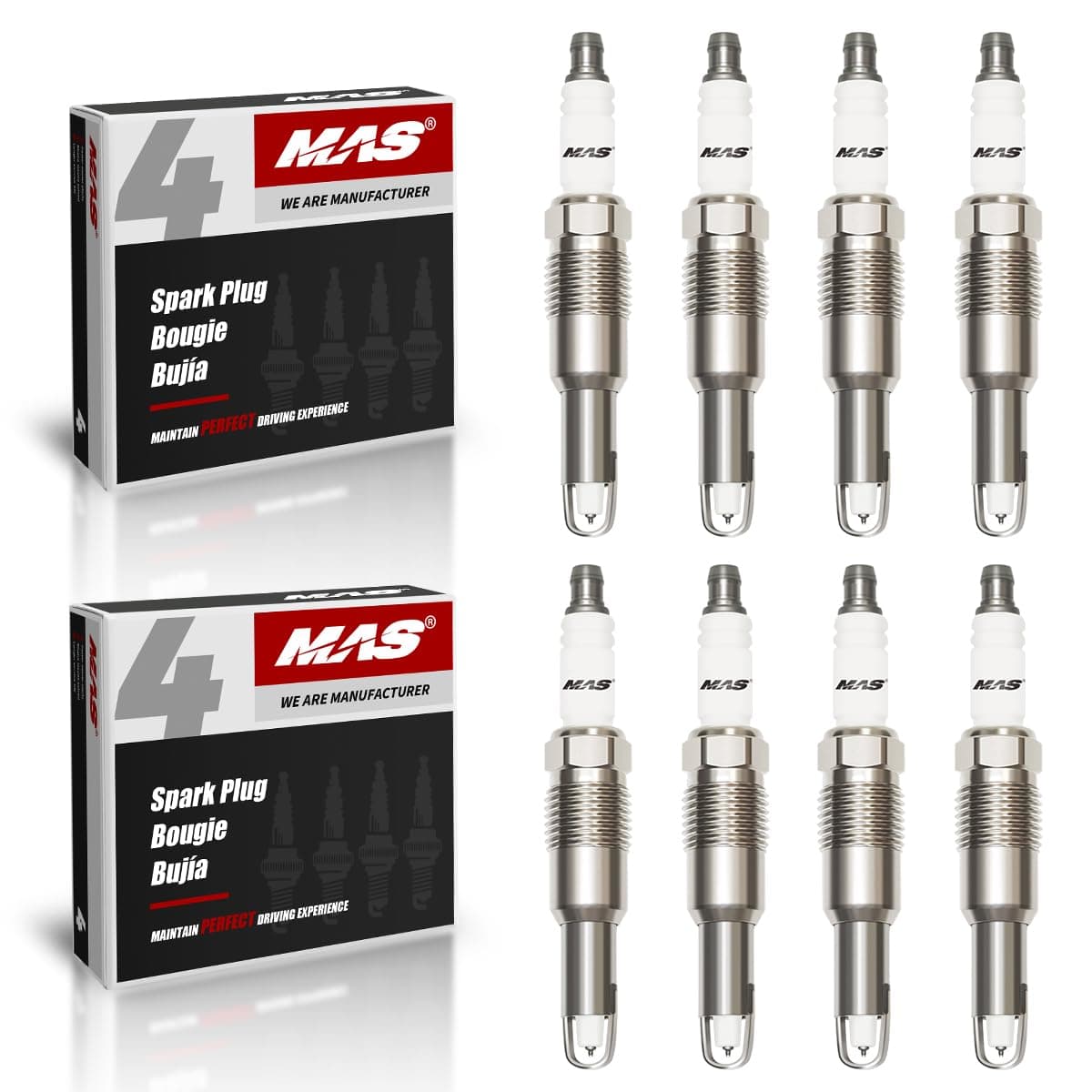 MAS Set of 8 Iridium Spark Plugs SP546 SP515 Compatible with Expedition F150 F250 F350 Super Duty Mark LT Navigator 54LV8 68L V10 PZH14F PZT2F SP421