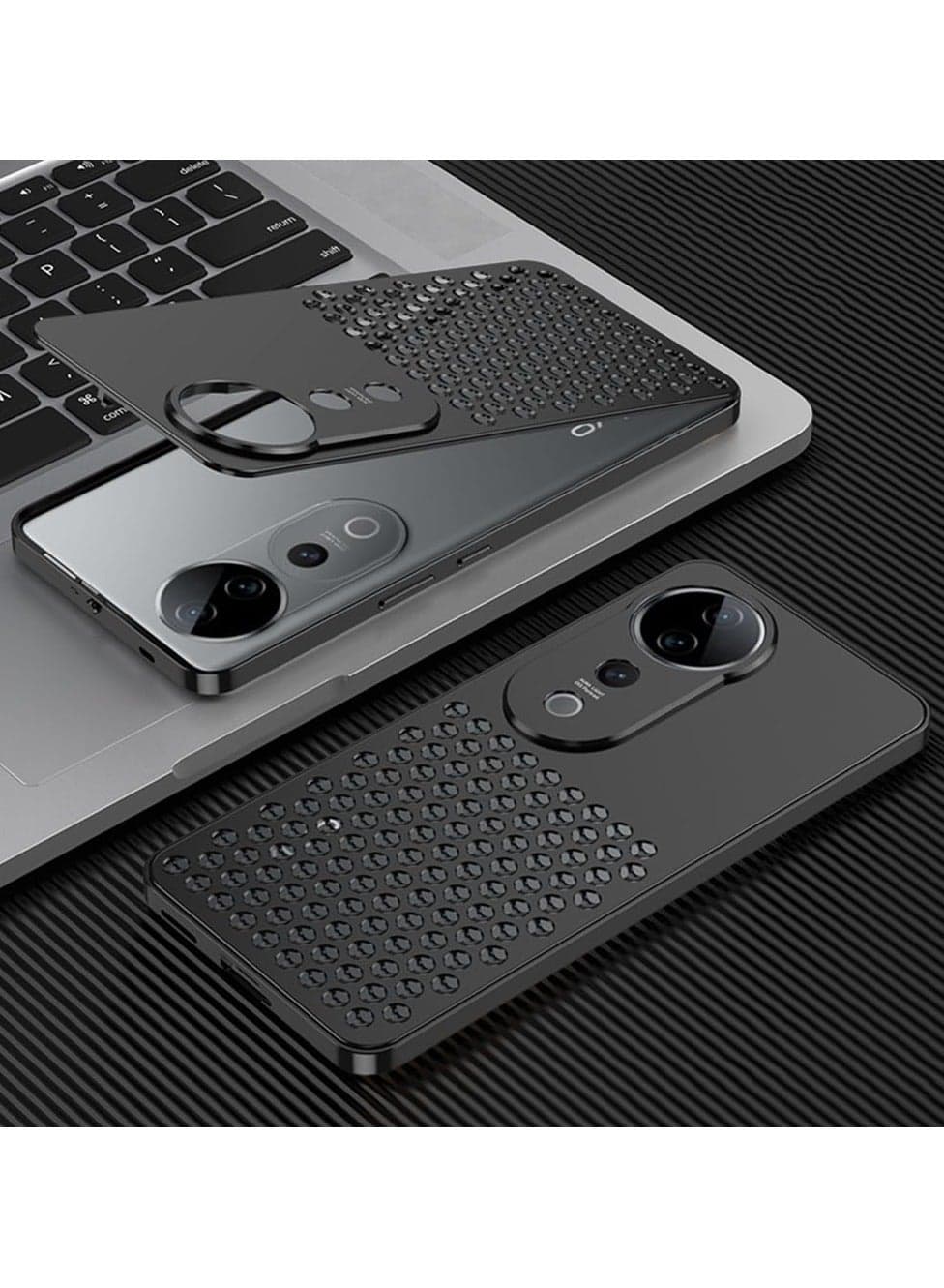 Case Compatible with VIVO V40 Pro, Magnetic Metal Frame + Matte 【Body Armor】 【Honeycomb Heat Sink】 Back, Non Slip Shockproof Case with Camera Protector