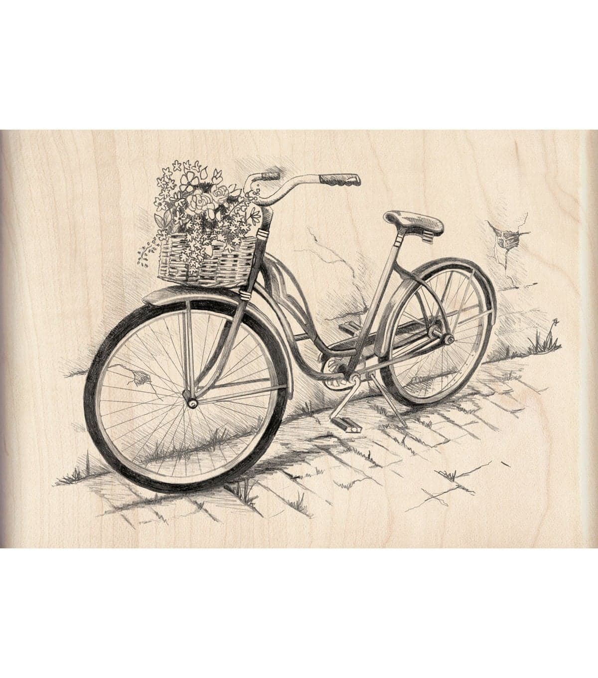 Inkadinkado Vintage Bicycle Wood Stamp for Arts and Crafts 5 L x 3 W