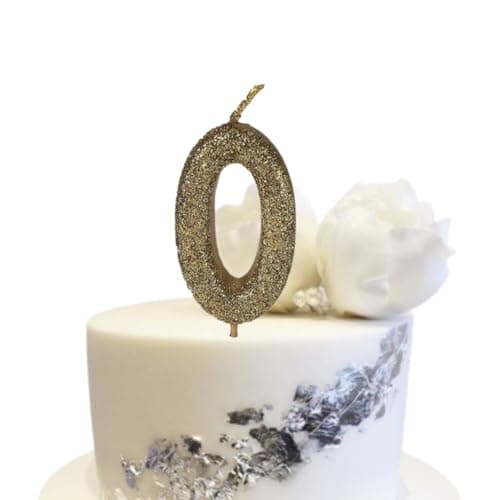 Wanna Party Number 0 Glitter Gold Candle for Birthday Decoration Items/Cake Toppers/Cake Decorations