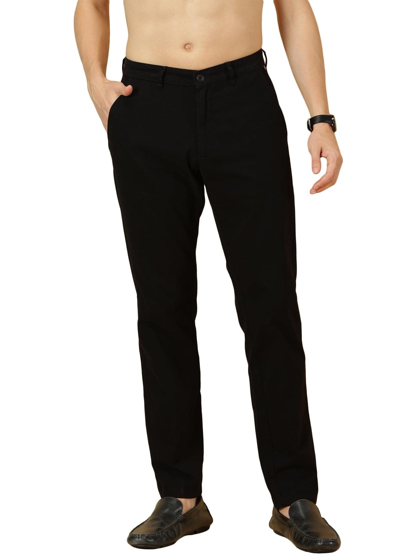 Thomas Scott Men's 100% Cotton Slim Fit Casual Chino Trouser (Black, 30)