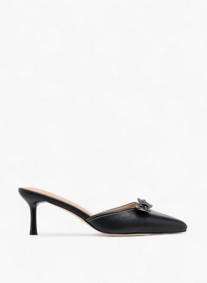 Flora Bella Bow Accent Slip-On Mules With Flared Heels