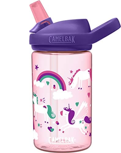 CamelBak Eddy+ Kids Bite Valve Straw Tritan Renew Water Bottle Unicorns, 14oz