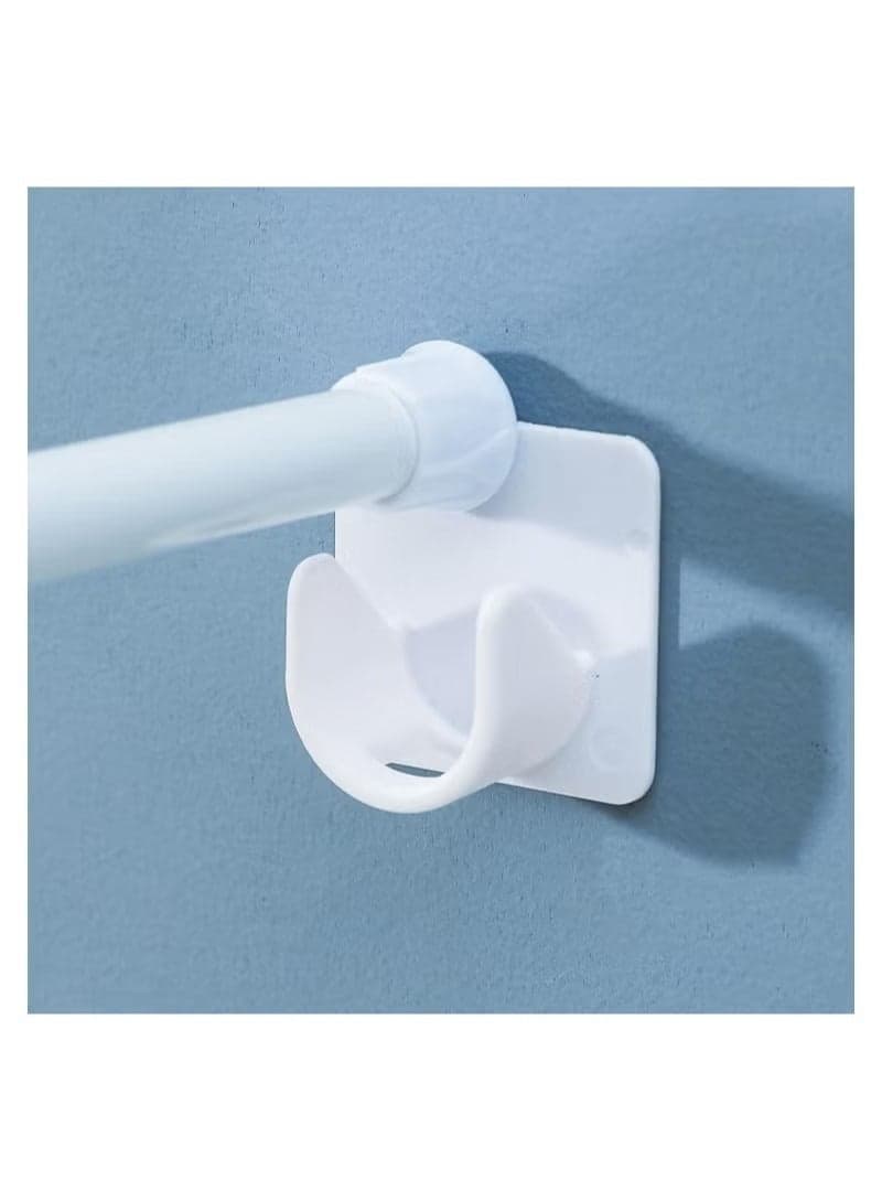 Adhesive Shower Curtain Rod Holder, 2 Pairs Curtain Rod Bracket No Drilling, Multifunction U Shape ABS Plastic Shower Rod Retainer for Bathroom Bedroom (Shower Curtain Rod Not Included)