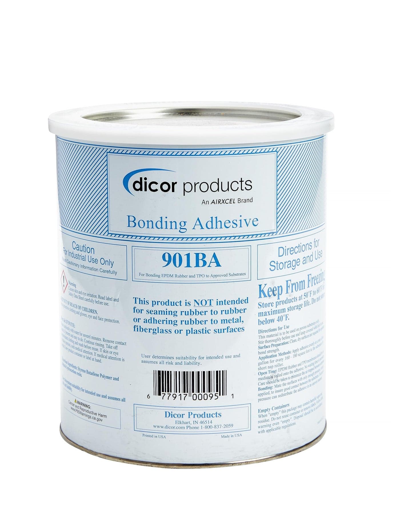 Dicor 901BA1 WaterBased RV Roof System Bonding Adhesive EPDM and TPO Compatible 1 Gallon