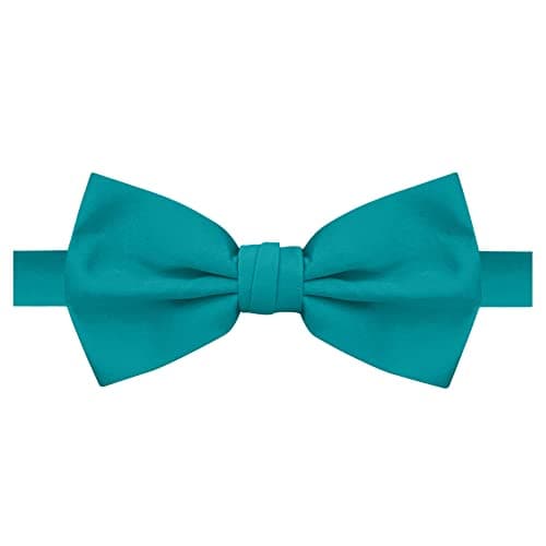 Jacob Alexander Men's Pretied Banded Adjustable Solid Color Bowtie - Teal