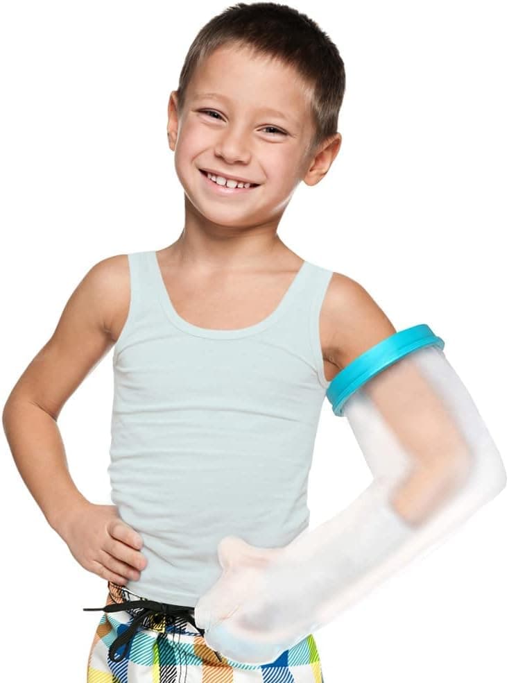VALLEYWIND Kids Arm Cast Covers for Shower Bath Teens Waterproof and Watertight Cast Bandage Protector Bag for Broken Surgery Wound Arm, Hands, Wrists, Elbow, Fingers, Reusable Keeps Bandage Dry (L)