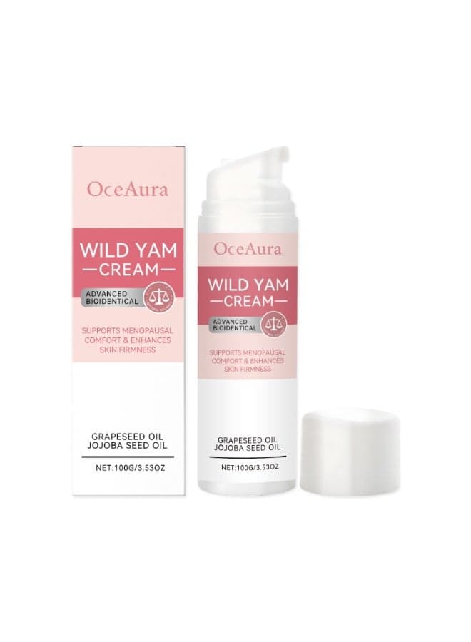 OceAura Wild Yam Body Cream effectively relieves menopausal discomfort and improves skin firmness. Its gentle formula is suitable for all skin types. 3.53 oz (approx. 100g)