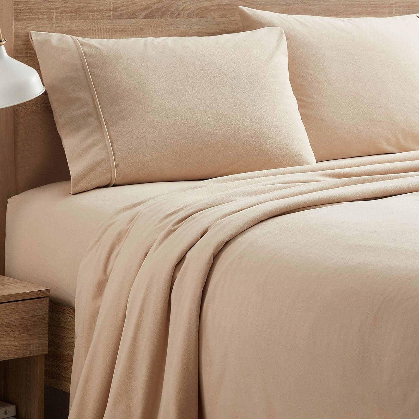 Flannel Sheets Warm and Cozy Deep Pocket Breathable All Season Bedding Set with Fitted Flat and Pillowcases Twin Beige