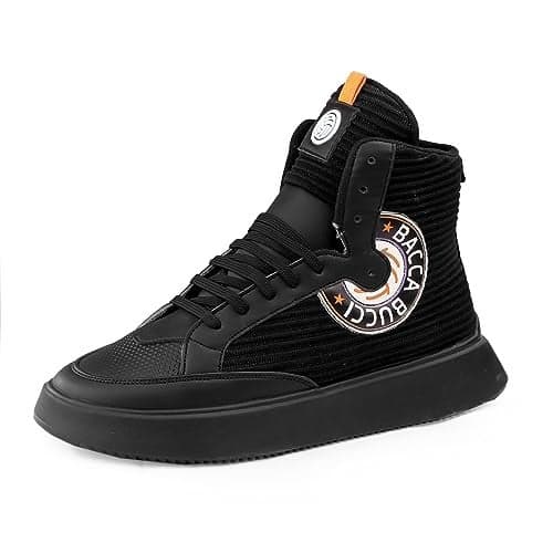 Bacca Bucci STREETHULK Hi-Top Street Fashion Chunky Sneakers for Men with 360 Degree Cushioning & Memory Footbed -Black