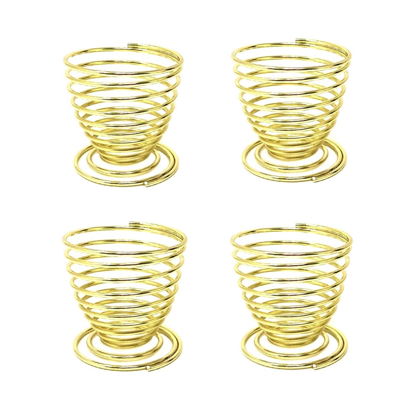 Honbay 4PCS Stainless Steel Spring Wire Tray Egg Cups Holder Serving Cup Egg Tray for Egg gold