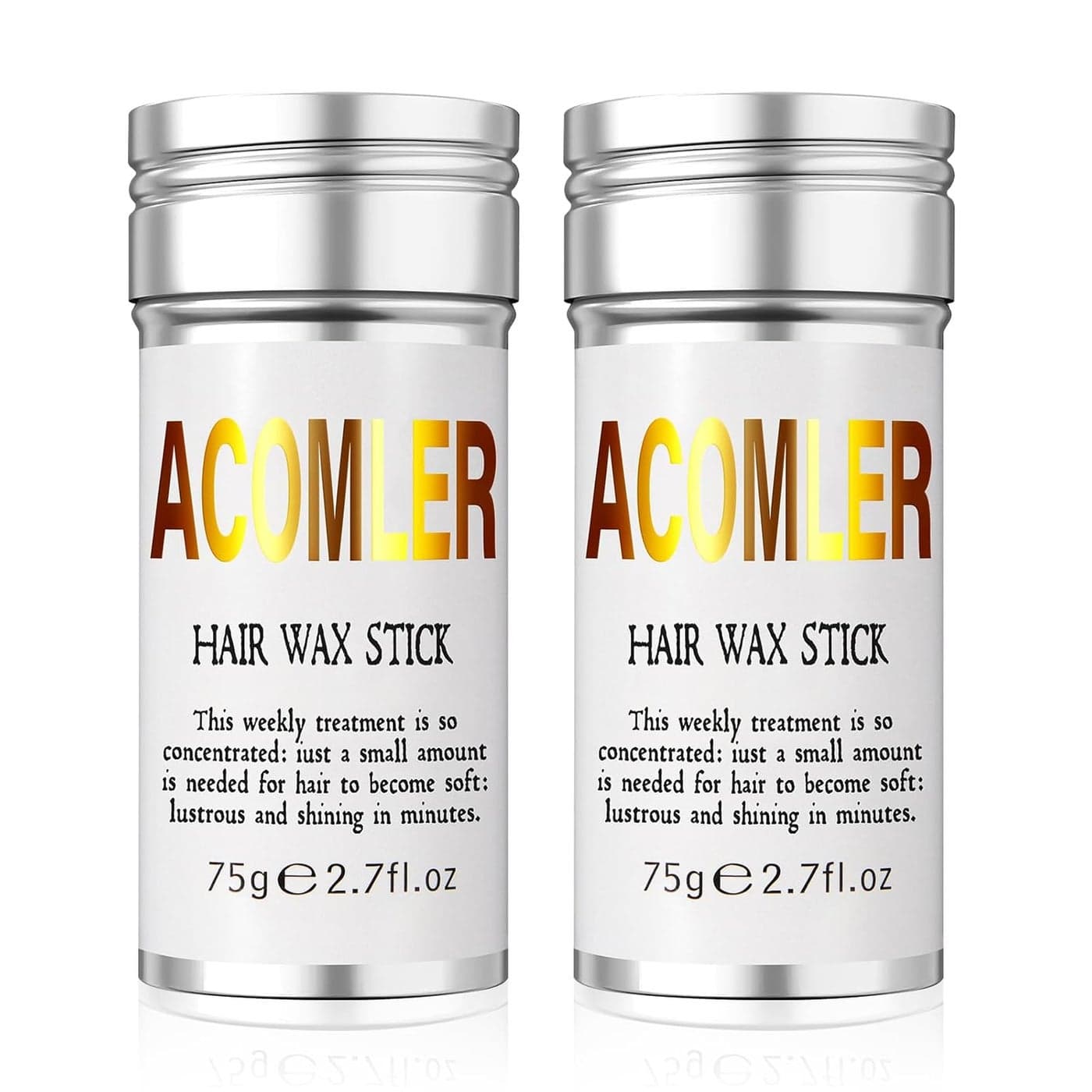 Acomler Hair Wax StickWax Stick for HairHair Stick Wax for FlyawaysFly Away Hair TamerSlick Back Hair Stick Nongreasy Frizz ControlStyling Hair Pomade Stick for Women Kids Pack of 2 Silver