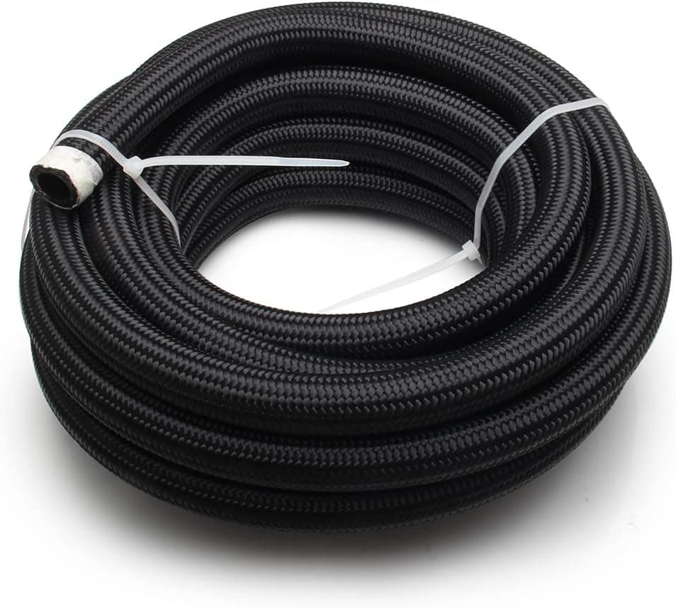 YIUIY 12AN 3/4" 10FT Fuel Line Hose CPE Braided Nylon Stainless Steel for Diesel Gas Coolant Black