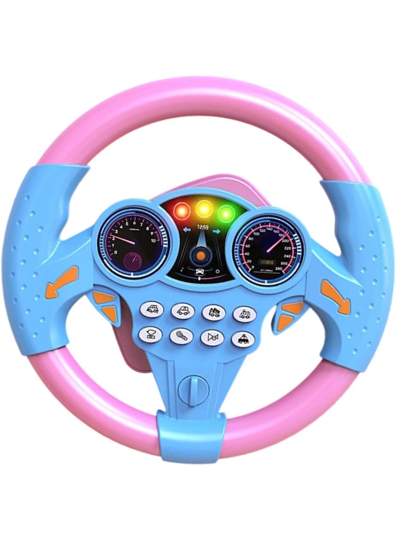 Kids Steering Wheel Toy with Lights & Sound | 360° Rotation Car Simulator for Toddlers | Suction Cup Mount | Educational Driving Toy for Boys Girls 3+ Years | Blue