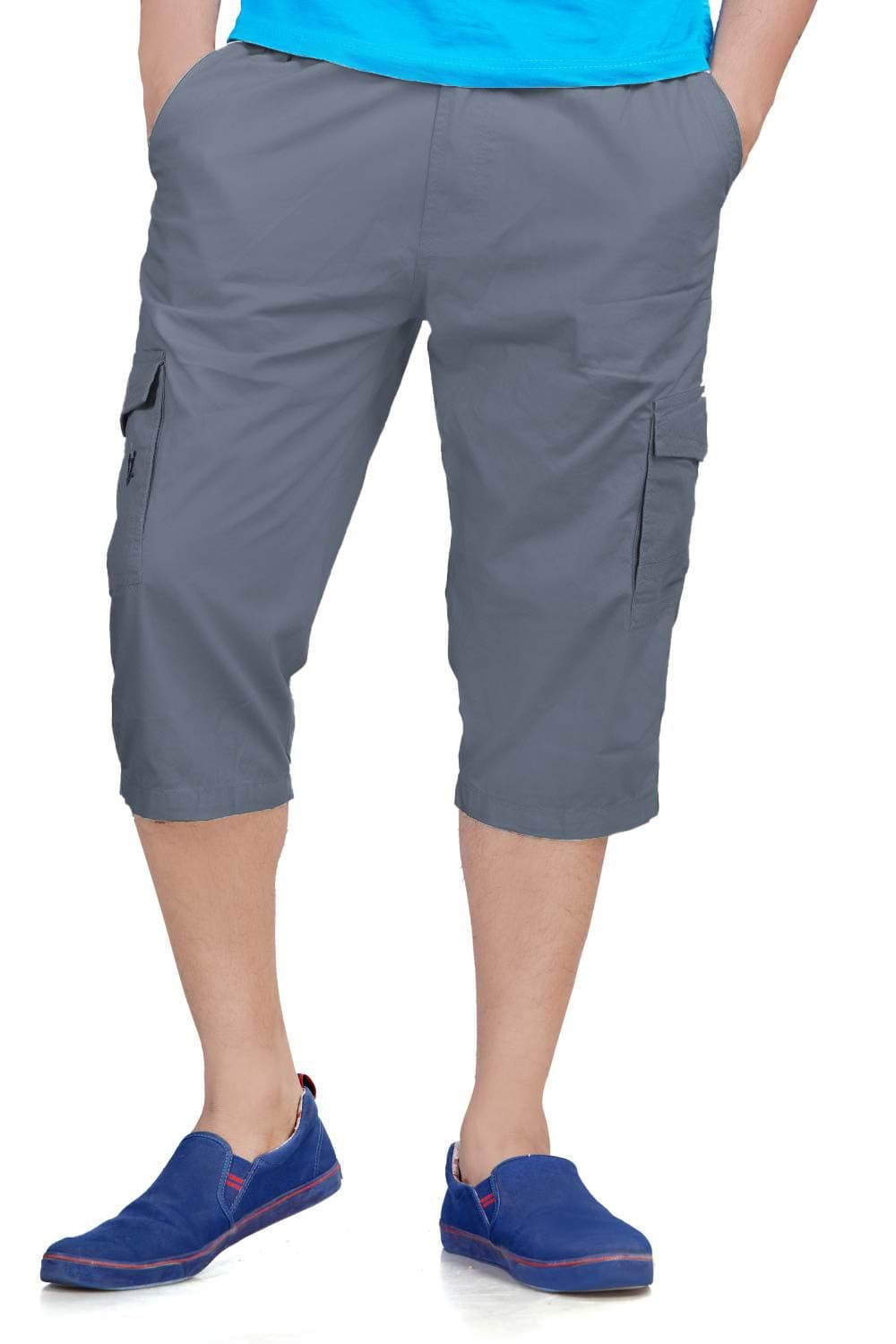 0-DEGREE Men's Regular Fit Three Quarter Shorts for Men Ash Grey 30 Inch Waist