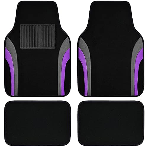 CAR PASS Leather Sporty Car Floor Mats CarpetUniversal Waterproof Automotive Floor Mat Fit for Sedans Cars Mid Trucks Vans SUV Set of 4 Black and Purple