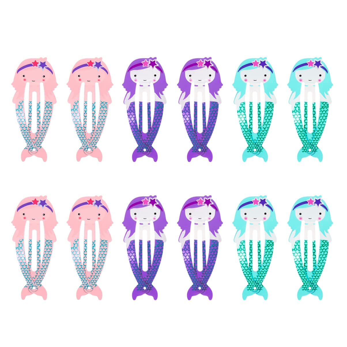 FRCOLOR 12 Pieces Mermaid Hair Clips Colourful Metal Snap Hair Clips Lovely Barrettes Mermaid Hair Accessories for Women and Girls