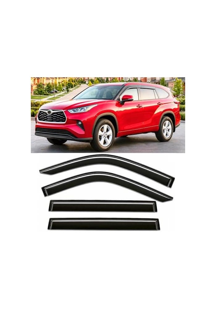 20202026 TapeOn Rain Guards for Toyota Highlander Side Window Visor Deflectors LE XLE XSE Hybrid Durable Tinted Vent Shades 2020 2021 2022 2023 2024