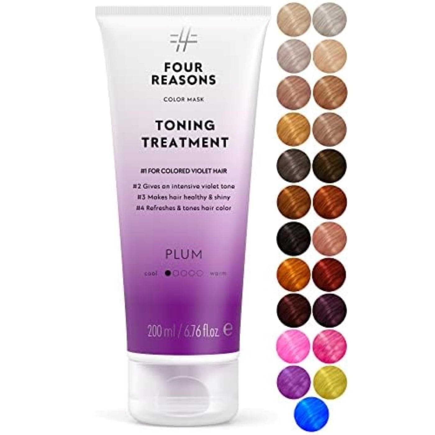 Four Reasons Color Mask Plum 27 Colors Toning Treatment Color Depositing Conditioner Tone Enhance ColorTreated Hair Semi Permanent Hair Dye Vegan and CrueltyFree 676 fl oz