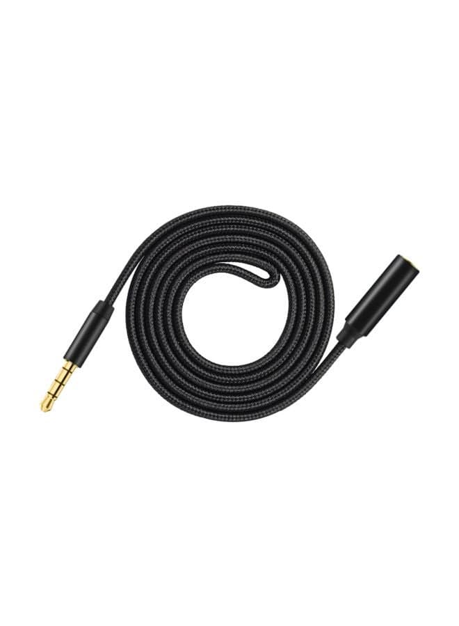 AUX Male To Female Audio Extension Cable Black/Gold