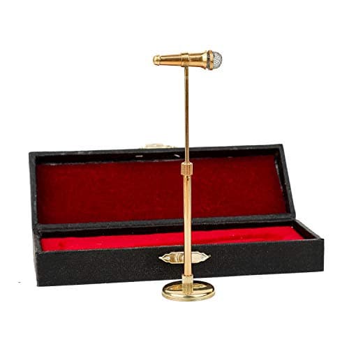 Dselvgvu Miniature Microphone with Case Mini Musical Instrument Microphone Replica Model Fit for 112 Action Figures Dollhouse Accessories Home Decoration Ornament Gold Adjustable 315512