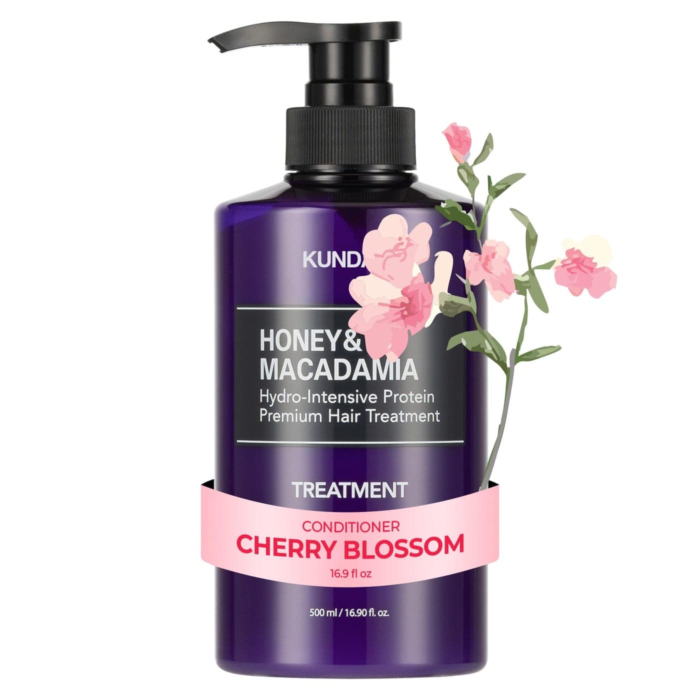 KUNDAL Honey Macadamia Natural Conditioner Korean Hair Care Damage Repair Deep Hydration Long Lasting Fragrance with Honey Argan Oil Macadamia Oil 169fl oz Cherry Blossom